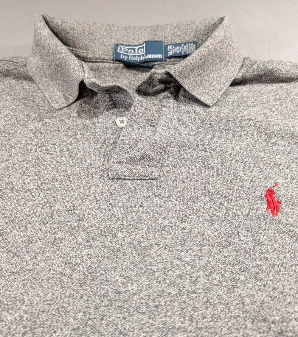 Polo Ralph Lauren Shirt Custom Fit XL Grey Heather Cotton Short Sleve Preppy